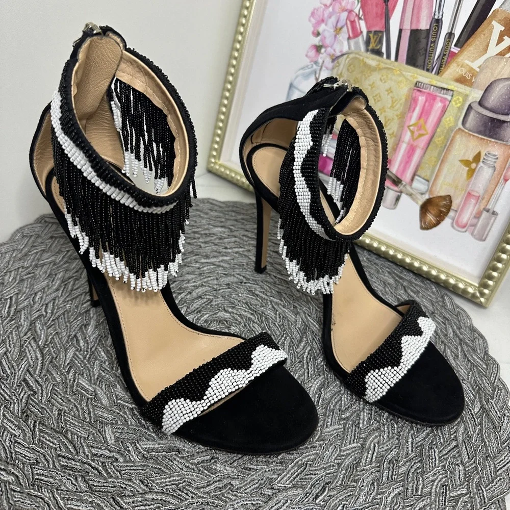 Gianvito Rossi Beaded And Suede heels. - Picture 9 of 14
